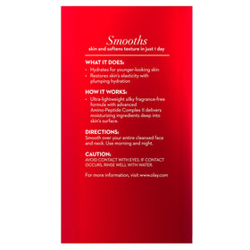 Olay label close-up showing Amino-Peptide Complex II details and benefit