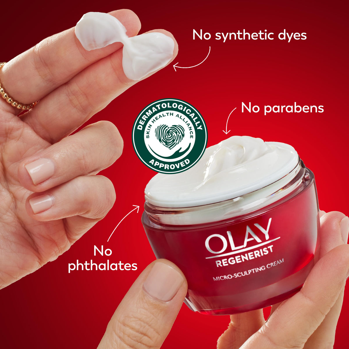 Olay Regenerist label close-up highlighting active ingredients and formulation transparency