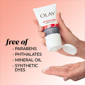 Close-up of Olay label ingredient list emphasizing peptide and hyaluronic content