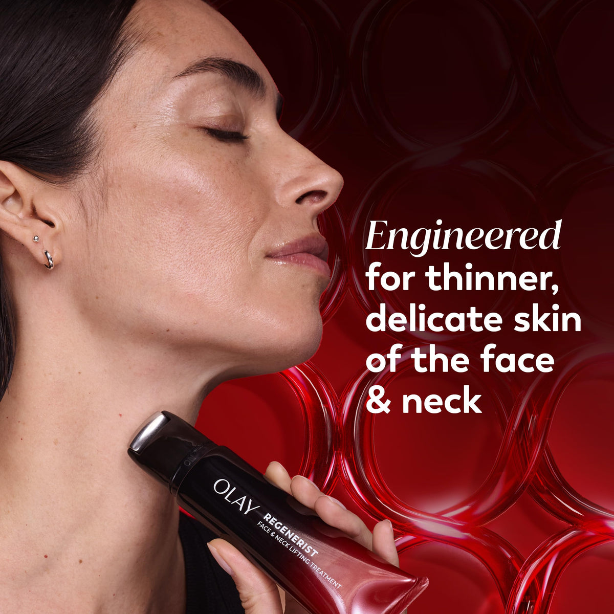 Olay in bathroom setting suggesting daily skincare routine benefit