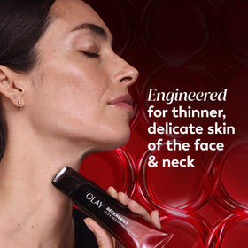 Olay in bathroom setting suggesting daily skincare routine benefit