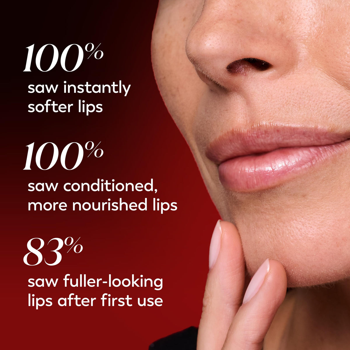 Olay Regenerist on model smiling outdoors demonstrating fuller-looking lips