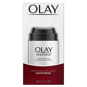 Olay Regenerist open jar close-up of cream texture and quick-absorbing finish