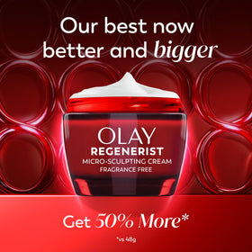 Olay cream texture close-up revealing rich hydration and quick absorption