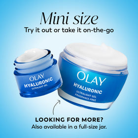 Olay jar opened with gel texture visible for fast-absorbing hydration benefit