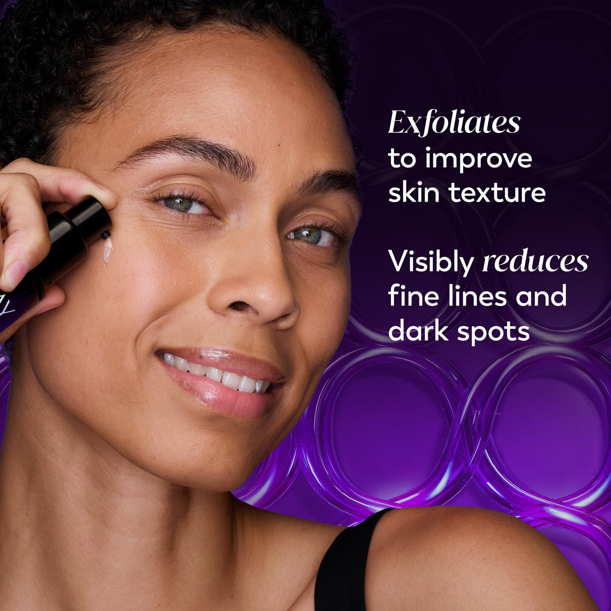 Olay pump dispensing a drop of serum for precise, mess-free application