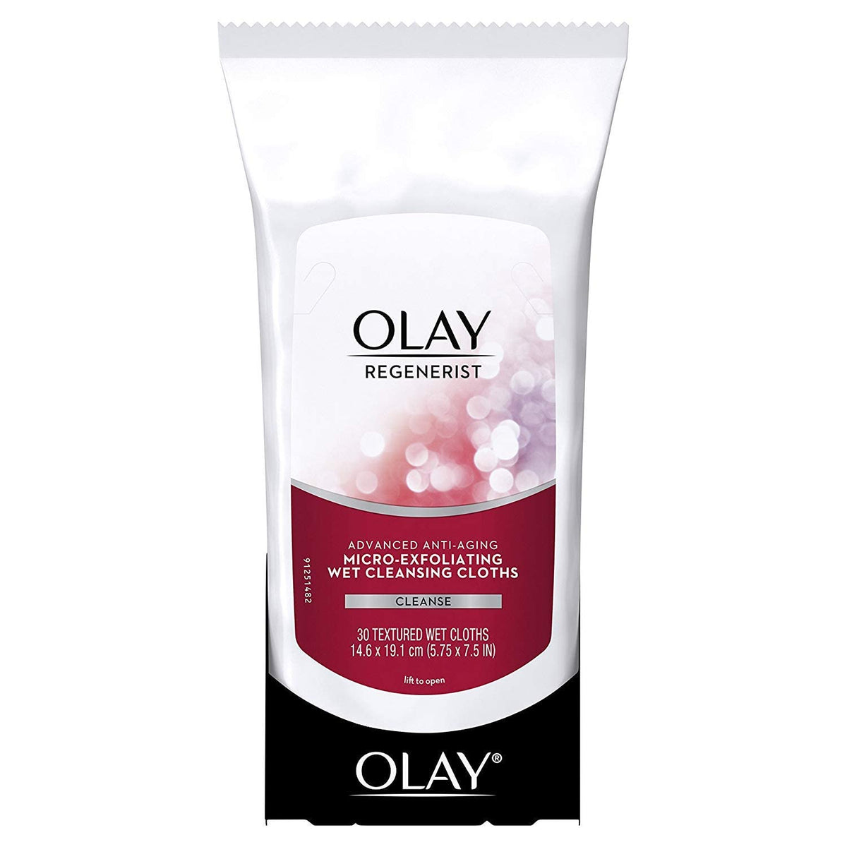 Olay Regenerist sheet beside a hand to show actual size