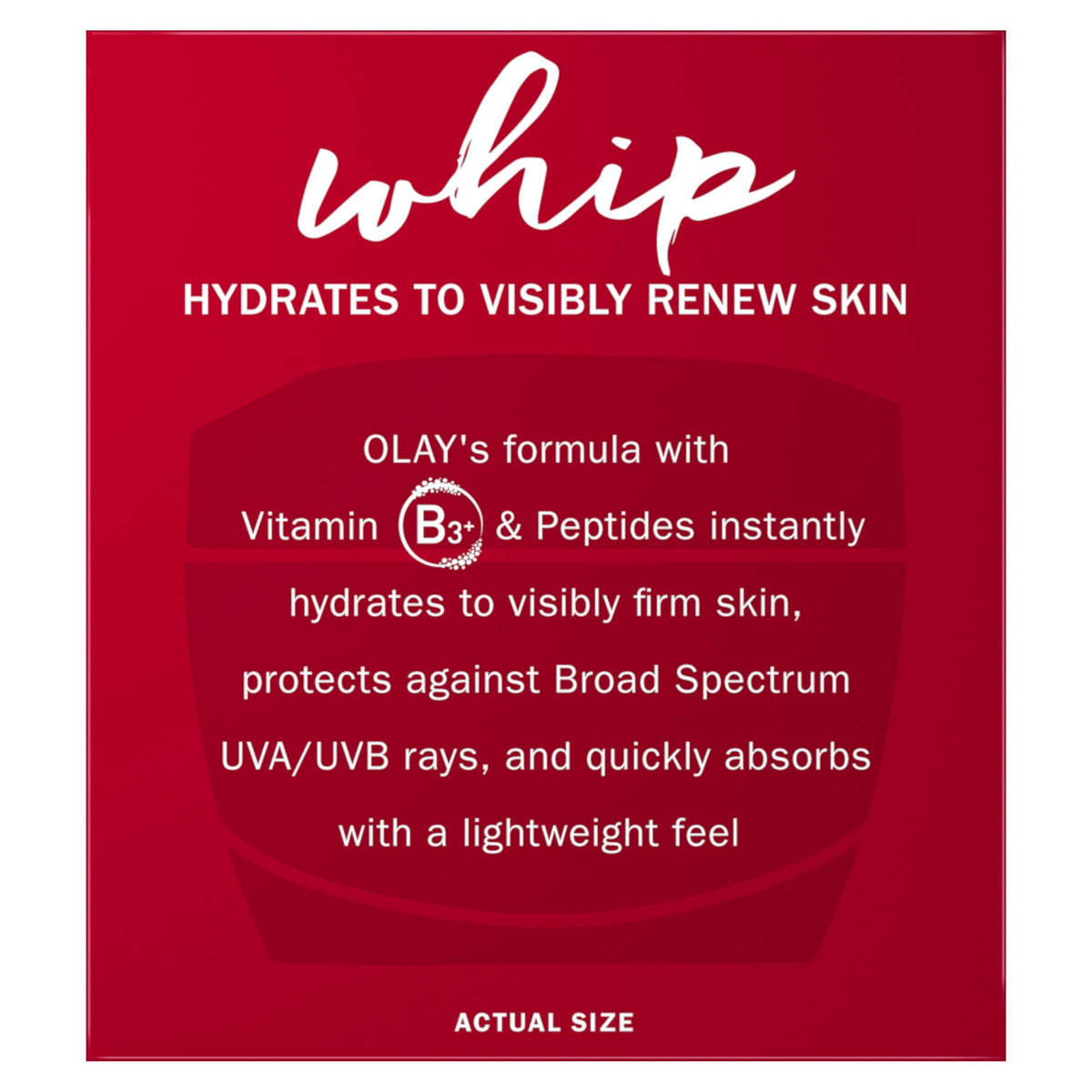 Olay Regenerist Whip label close-up showing Amino-Peptide Complex II benefits