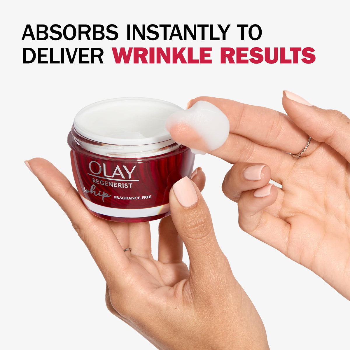 Olay close-up of whipped texture highlighting lightweight absorbency