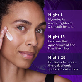 Fingers applying Olay retinol cream illustrating smooth spread and non-greasy feel