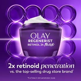 Olay jar on nightstand illustrating evening skincare ritual