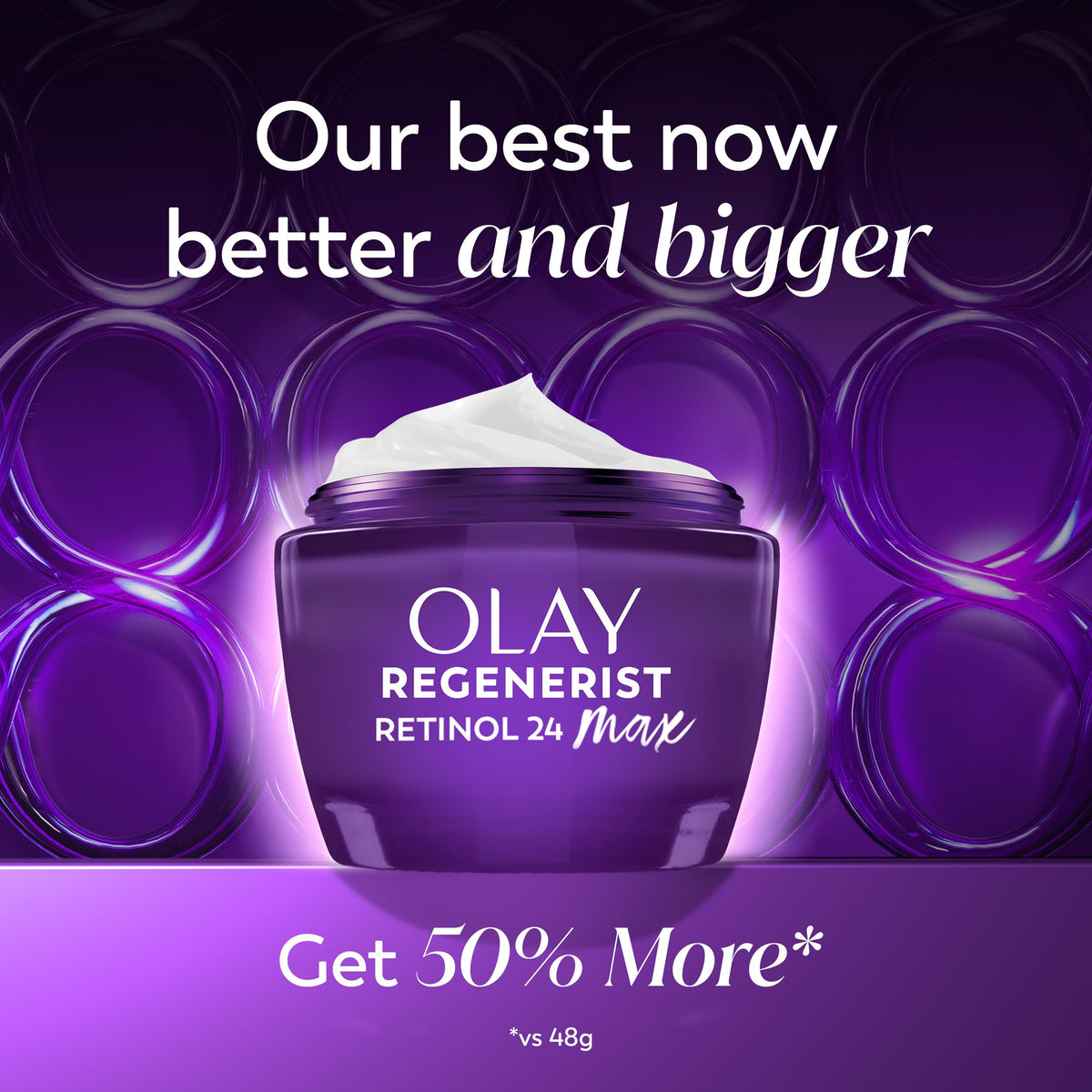 Olay cream texture in open jar highlighting non-greasy hydration