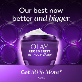 Olay cream texture in open jar highlighting non-greasy hydration