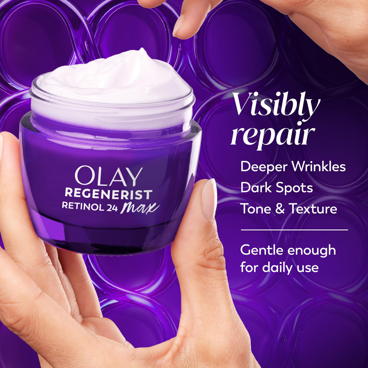 Olay jar side label showing active ingredients and directions