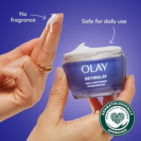 Olay close-up graphic of peptides and glycerin for skin-smoothing benefit