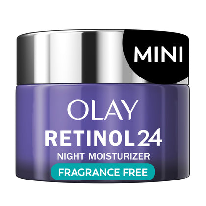 Olay trial jar front view showing compact anti-aging moisturizer