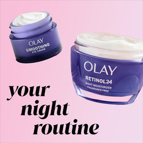 Olay open jar top view showing cream consistency and easy fingertip access