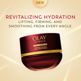 Olay Science cream swatched on hand demonstrating fast-absorbing, non-greasy feel