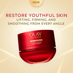 Olay Science cream spread on fingers during application benefit: smooth hydration