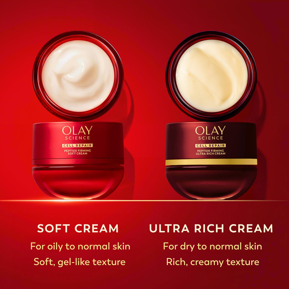 Olay Science chart showing improvement timeline benefit: visible texture results