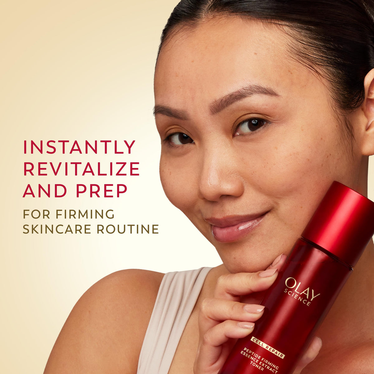 Olay Science toner next to Olay cream showing pre-boosting benefit