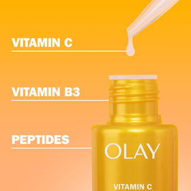 Olay serum applied under makeup illustrating smooth layering without pilling