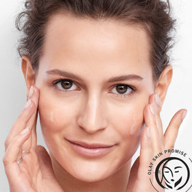 Olay serum in bathroom setting showing easy daily routine integration