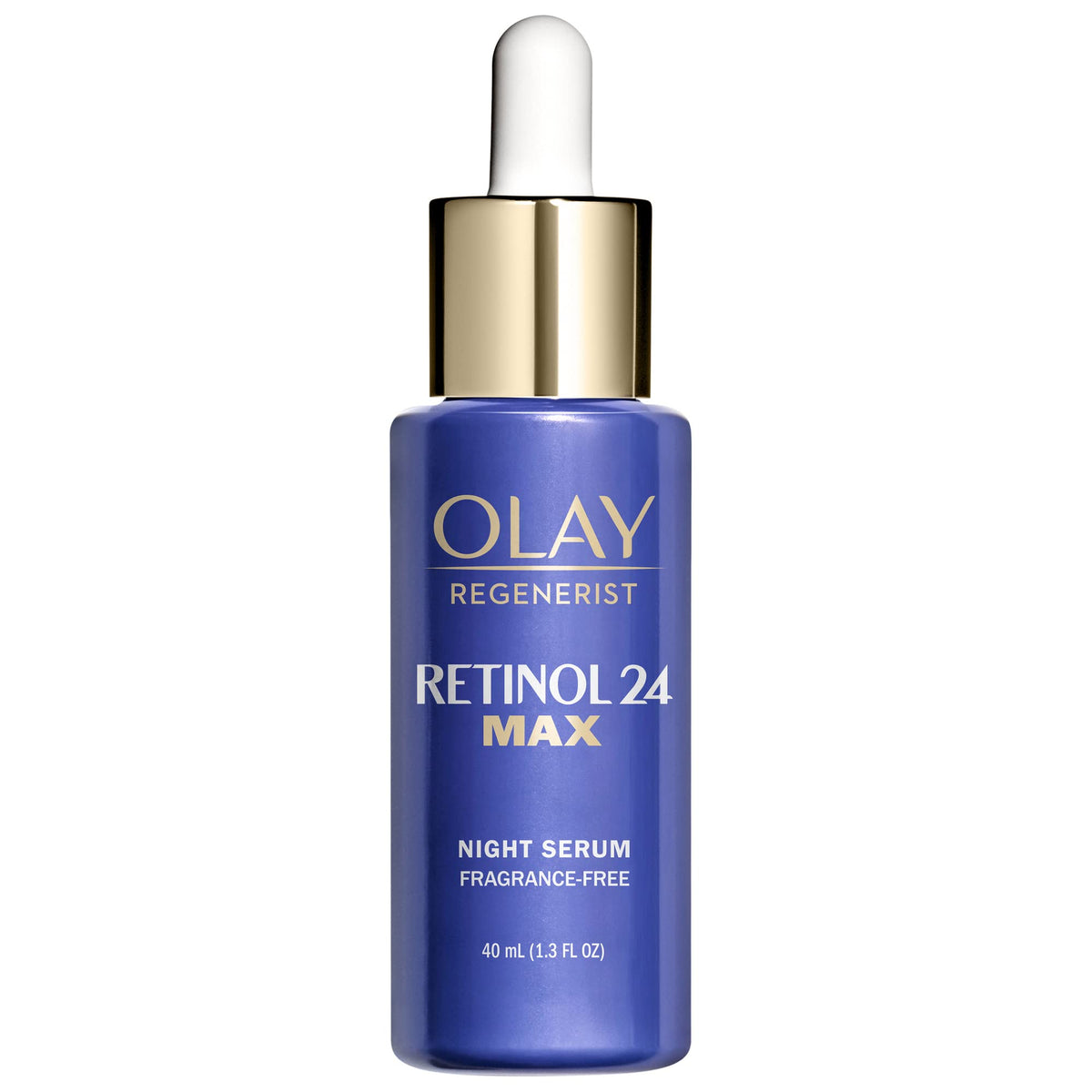 Olay dropper close-up dispensing serum demonstrating precise application