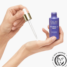 Olay serum texture on skin illustrating lightweight, non-greasy finish