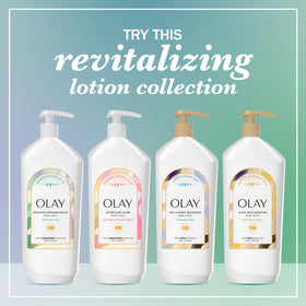 18 fl oz Olay bottle next to hand showing product size and value