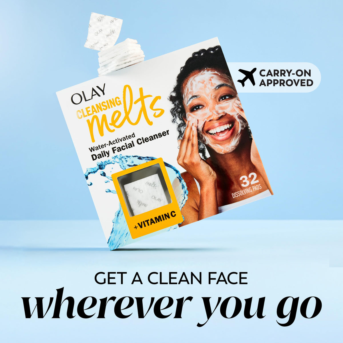 Olay step by step usage showing soak activate wash routine for easy application