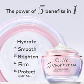 Olay Super Cream 15 mL trial tube next to a coin for size and portability