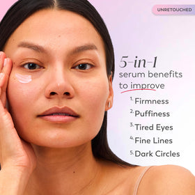 Olay super eye serum glass bottle detail highlighting premium feel and secure pump