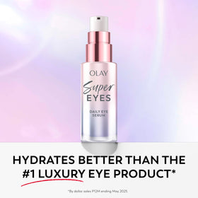 Olay super eye serum packaging label clear view of key ingredients and product claims
