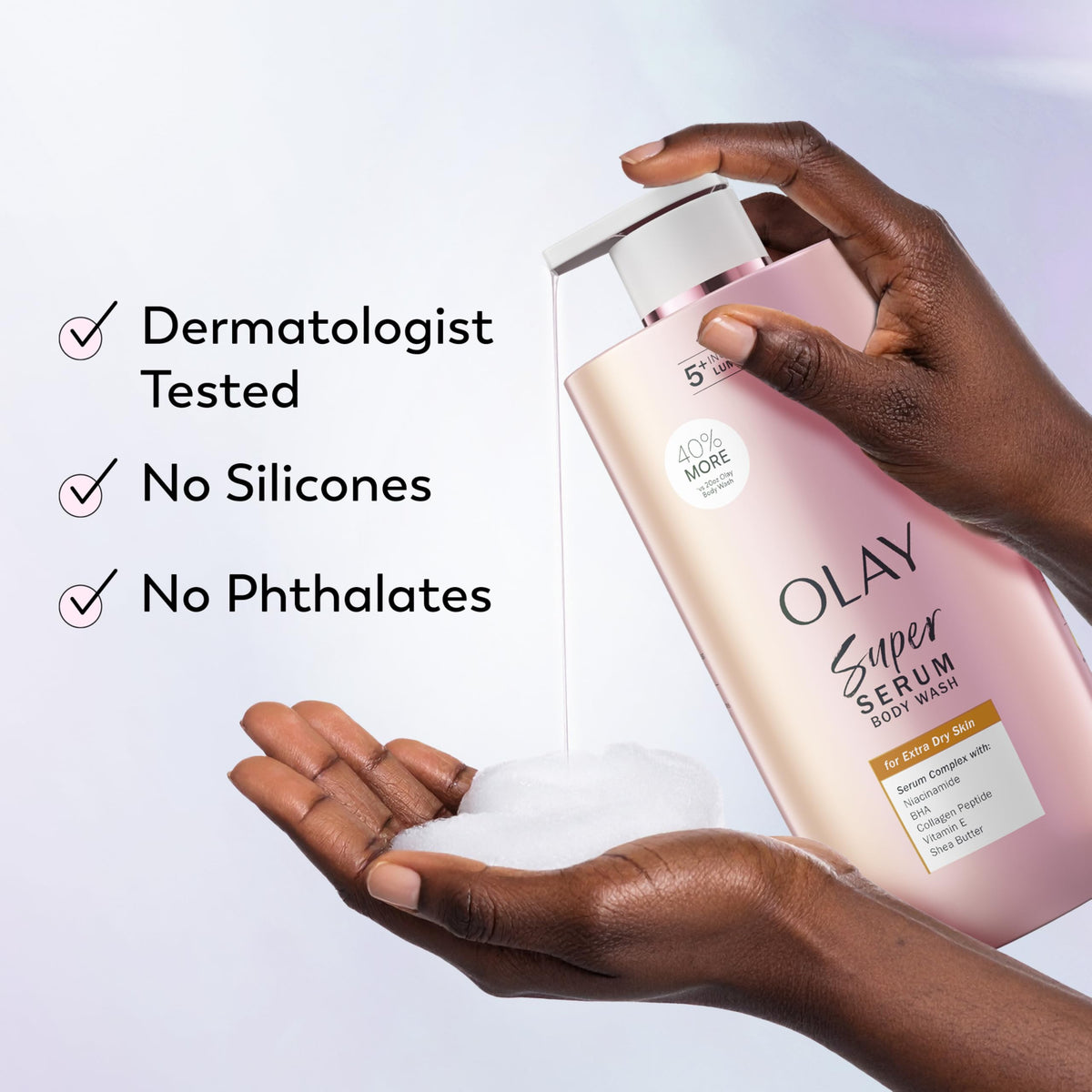 Olay close-up label detail showing active ingredient list