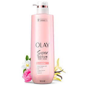 Olay front bottle showing product name and benefit of hydration
