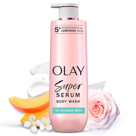 Olay front packaging showing clean label and benefits for sensitive skin