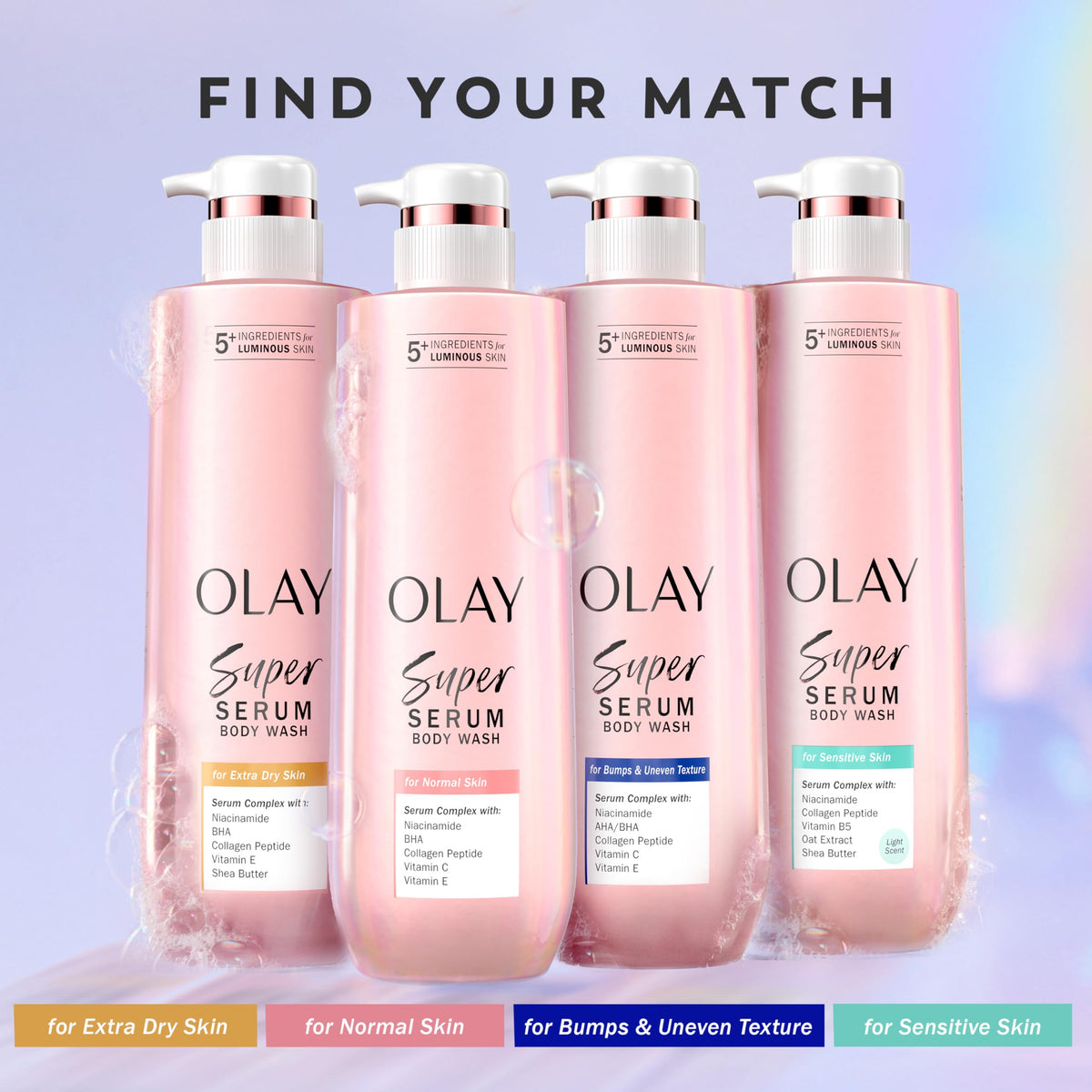 Olay body wash in a styled bathroom conveying luxe routine