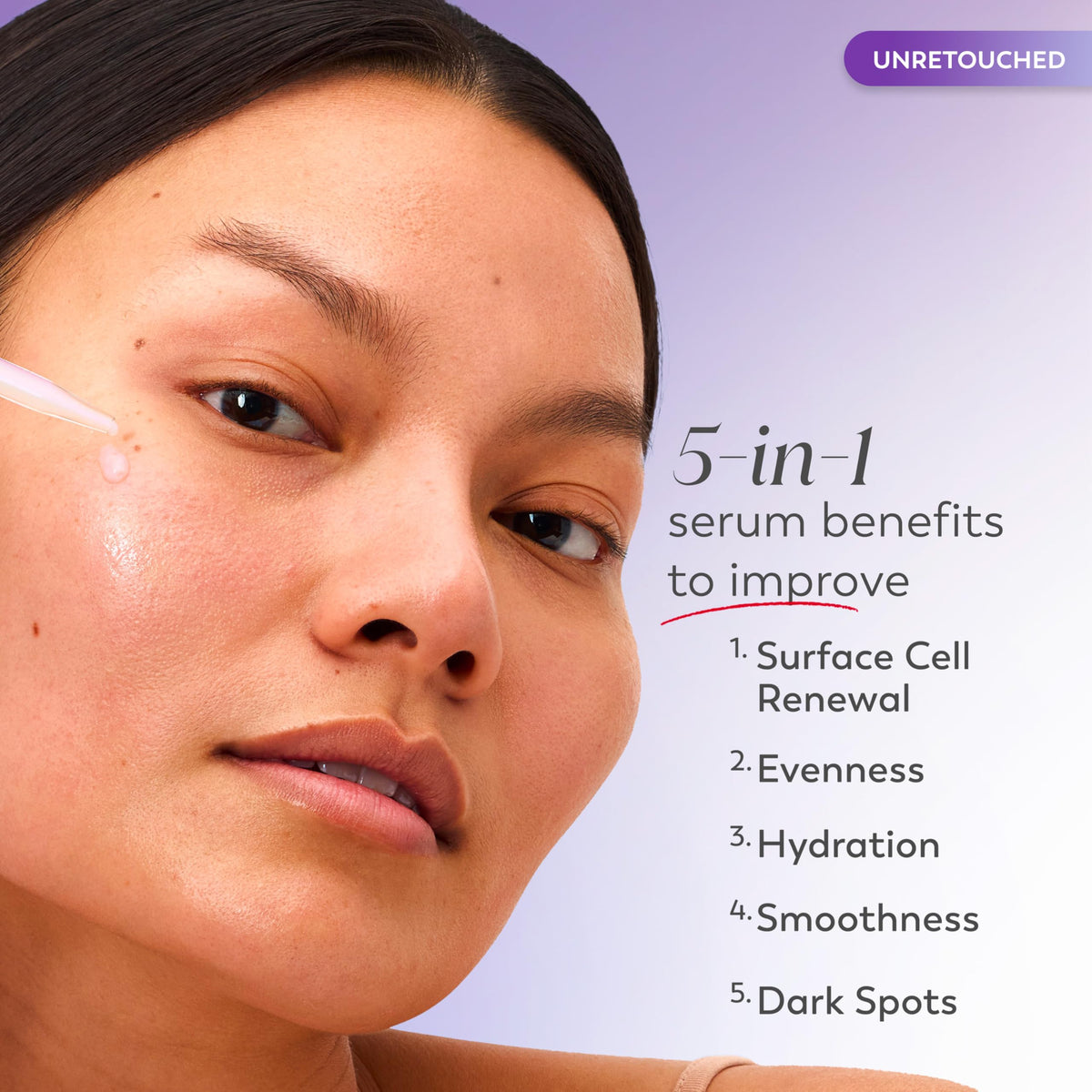 Olay serum dropper texture close-up highlighting fast-absorbing finish