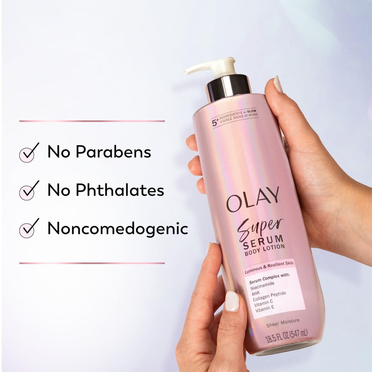 Vanilla and soft wood elements with Olay indicating comforting scent