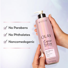 Vanilla and soft wood elements with Olay indicating comforting scent