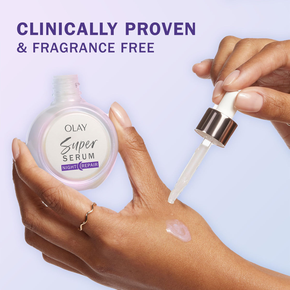 Olay product in hand illustrating size and travel-friendly benefit