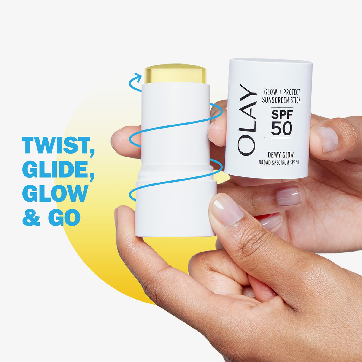 Olay close-up of product texture showing dewy finish that brightens skin