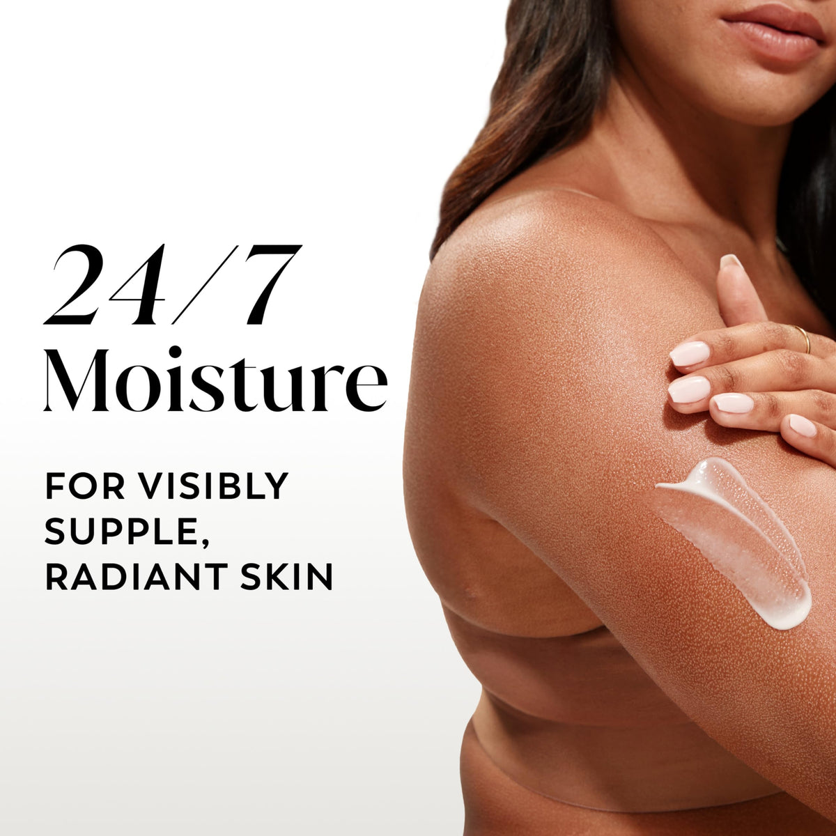 Olay lotion texture close-up highlighting rich serum finish