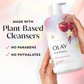 Olay creamy texture on hand illustrating rich, soft lather