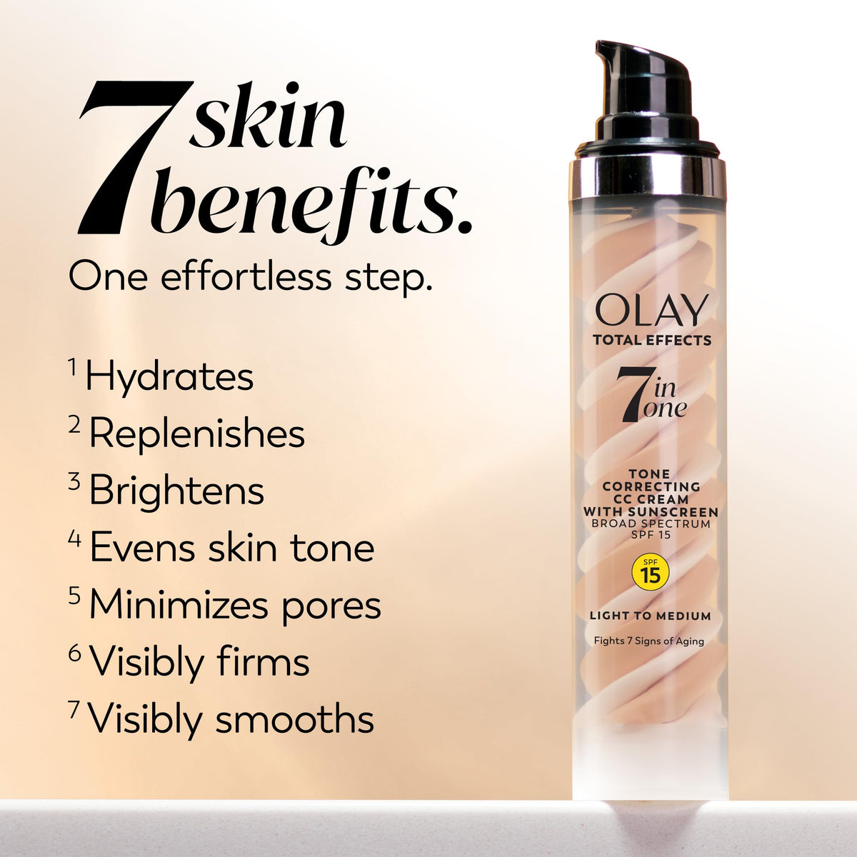 Olay Total Effects applied on hand to show tone-correcting coverage and blendability