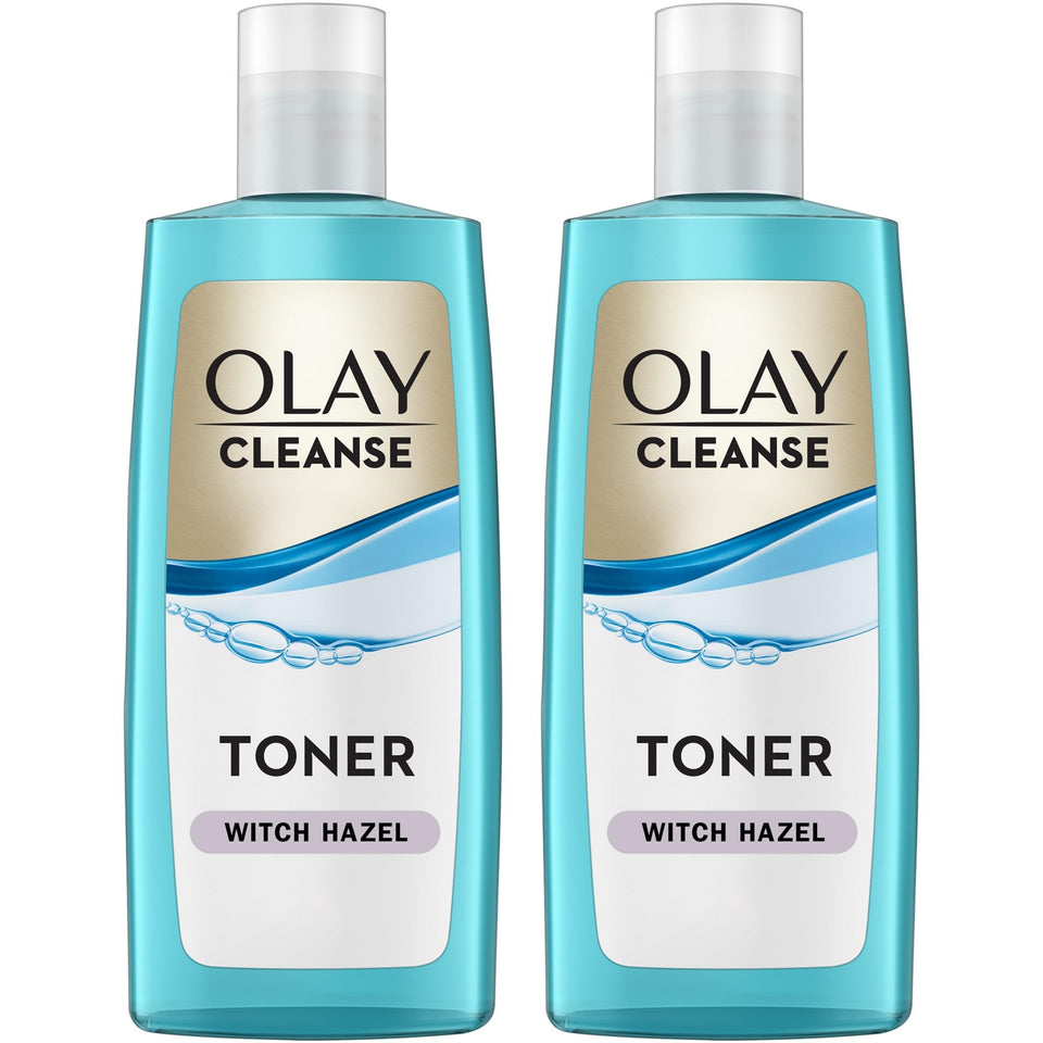 Olay front packaging of oil minimizing clean toner showing label and bottle benefit