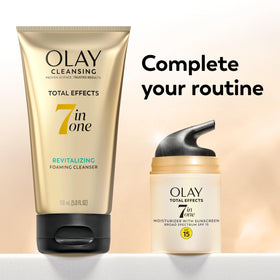 Olay Total Effects before-and-after swatch demonstrating improved texture visibility