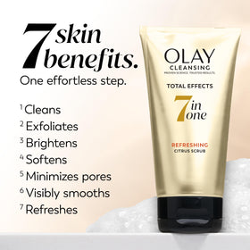 Macro view of Olay total effects scrub particles for effective exfoliation