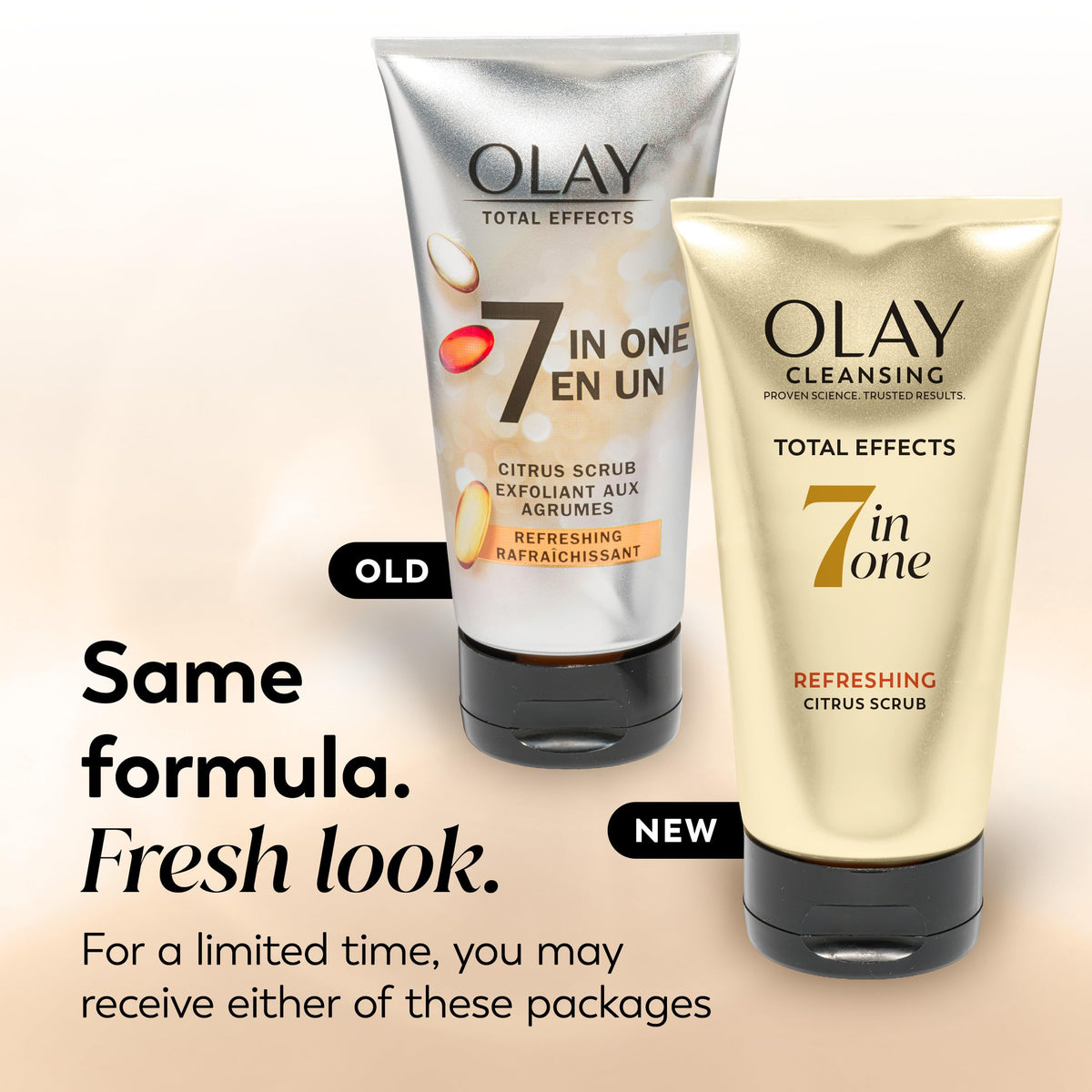 Close-up of Olay total effects tube cap open for easy dispensing